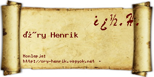 Őry Henrik névjegykártya